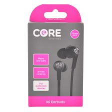 Core X6 Black Earphones Rrp$10