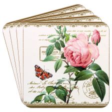 Redoute Rose Coasters Set 4
