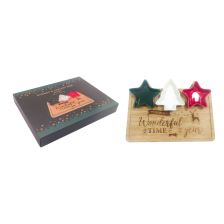Xmas Bamboo Board 3 Bowl Set
