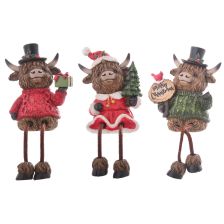 Xmas Highland Cow Dangly Leg(3