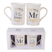 Mr & Mrs 50Th Annvrsy Mugs S/2